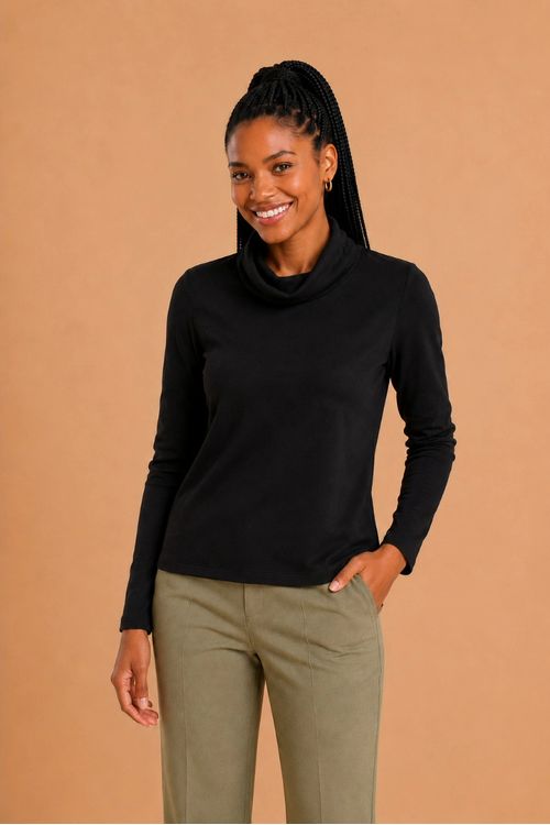 Blusa malha Liocel max gola PRETO